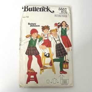 Butterick 5557 Betsy Johnson Girls Blouse Skirt Vest Sewing Pattern 12 Uncut